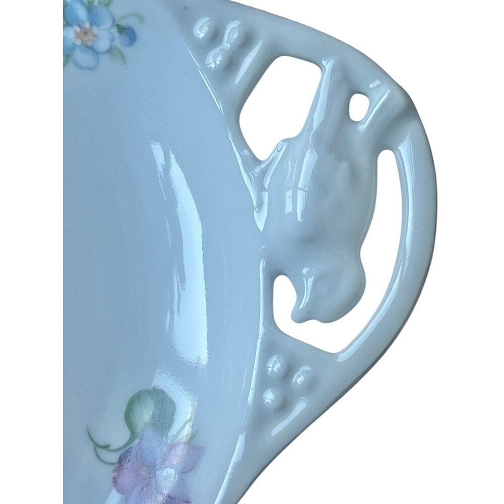 Reinhold Schlegelmilch Porcelain Plate Floral Bird Cut-Out Handles 8.5" x 6 1/8” - Picture 4 of 12